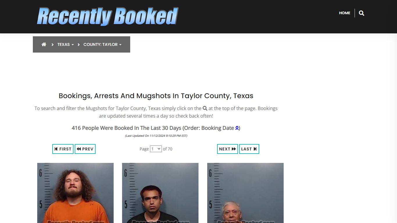 Bookings, Arrests and Mugshots in Taylor County, Texas - Recently Booked