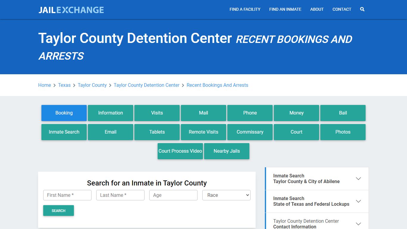 Taylor County Detention Center Recent Bookings And Arrests - Jail Exchange